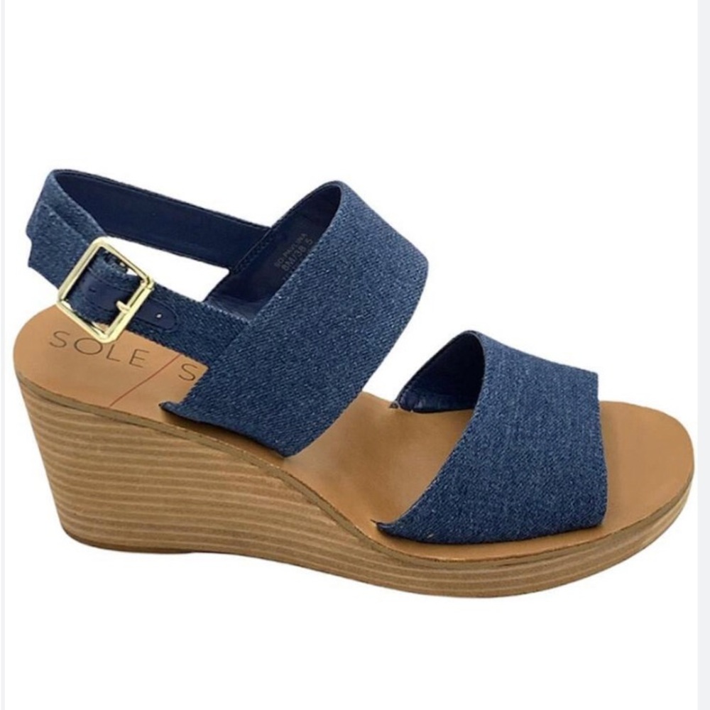 Sole Society Blue Espadrille Wedges with Denim Straps